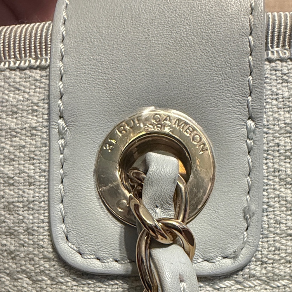 AUTHENTIC Chanel Small Deauville Shopping Tote in Blue Boucle w/ Gold Hardware - Picture 6 of 15